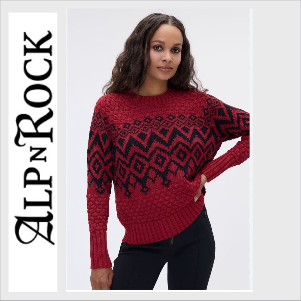 NWT Alp N Rock Selena II Crew Neck Sweater Deep Red Fair Isle Winter Ski XL